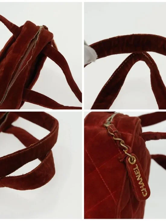 CHANEL Matelasse Hand Bag Velor Orange Gold CC Auth bs19395 - Picture 16 of 16